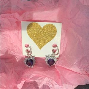 Purple heart shaped earrings